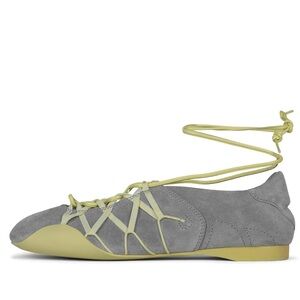Jeffrey Campbell Gray Suede Lace-Up Ankle Wrap Flats
